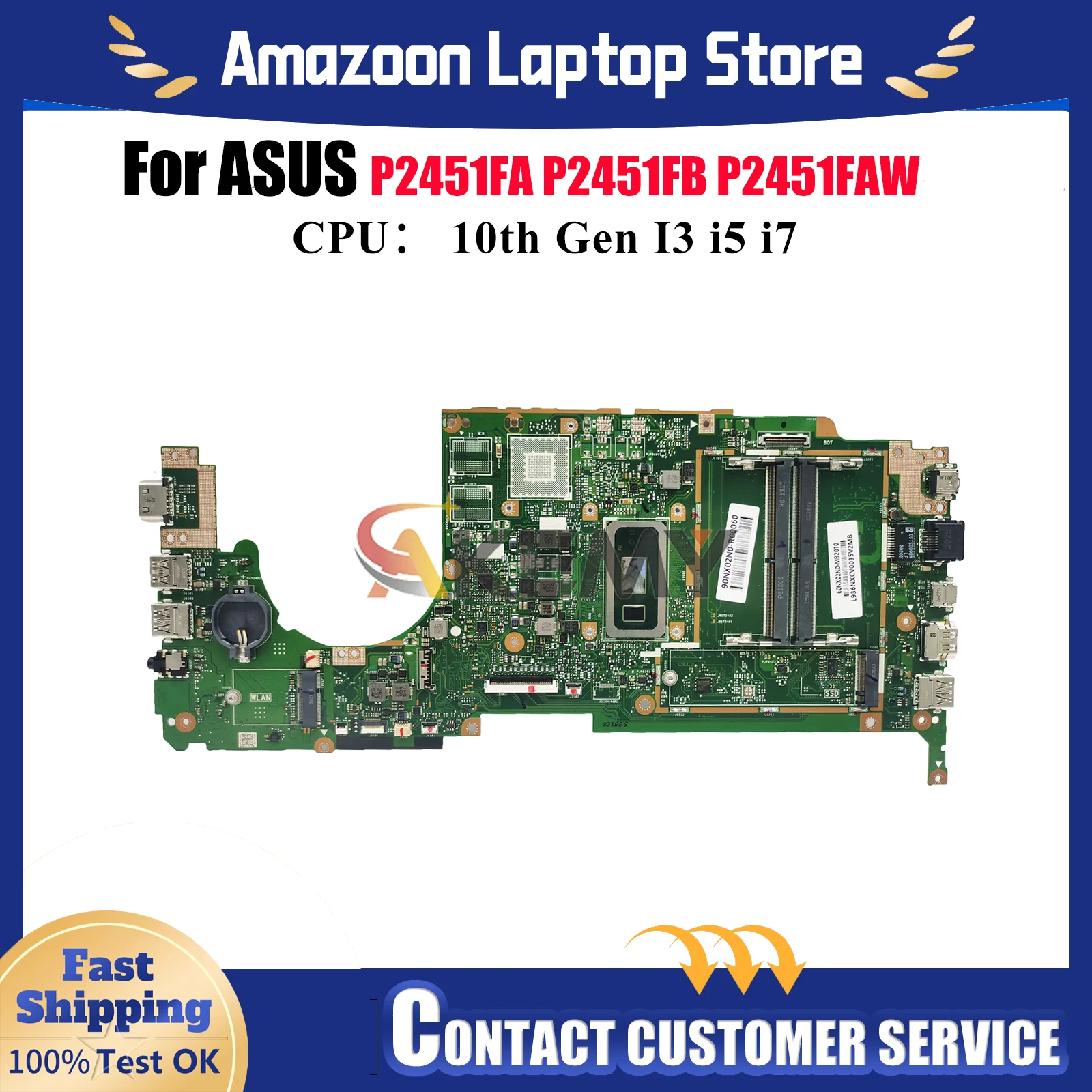 

P2451FA Laptop Motherboard For ASUS ProArt P2451FAV P2451FAW P2451FB P2451F P2451FA Notebook Mainboard With 10th Gen I3 i5 i7