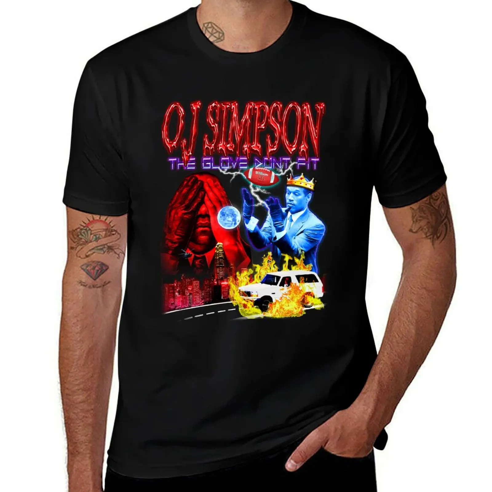 OJ Simpson - The Glove Dont Fit تي شيرت صيفي علوي أشياء رخيصة تي شيرتات عجيبة قميص الانمي مصمم تي شيرت الرجال