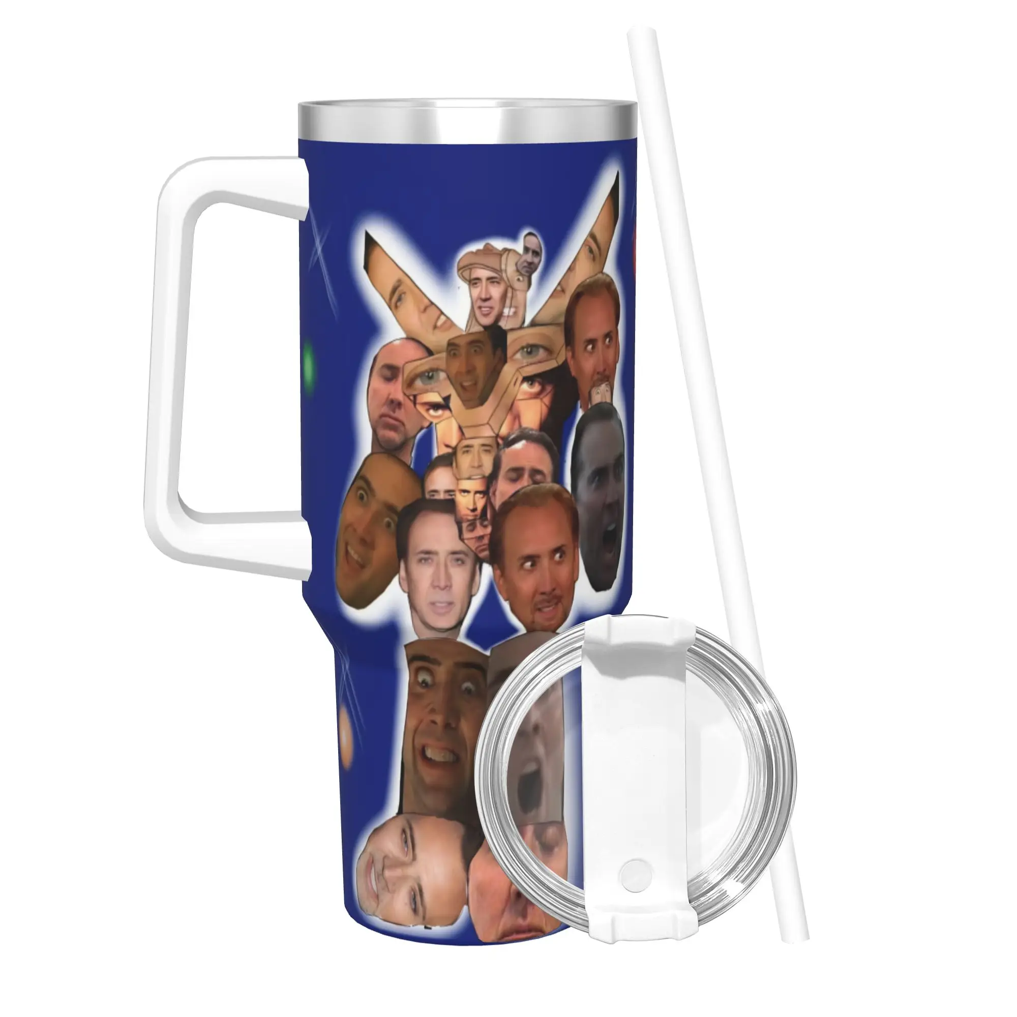 Nicolas Cage Tumbler 40oz Stainless Steel Double Wall Vacuum Insulated  Mug With Straw