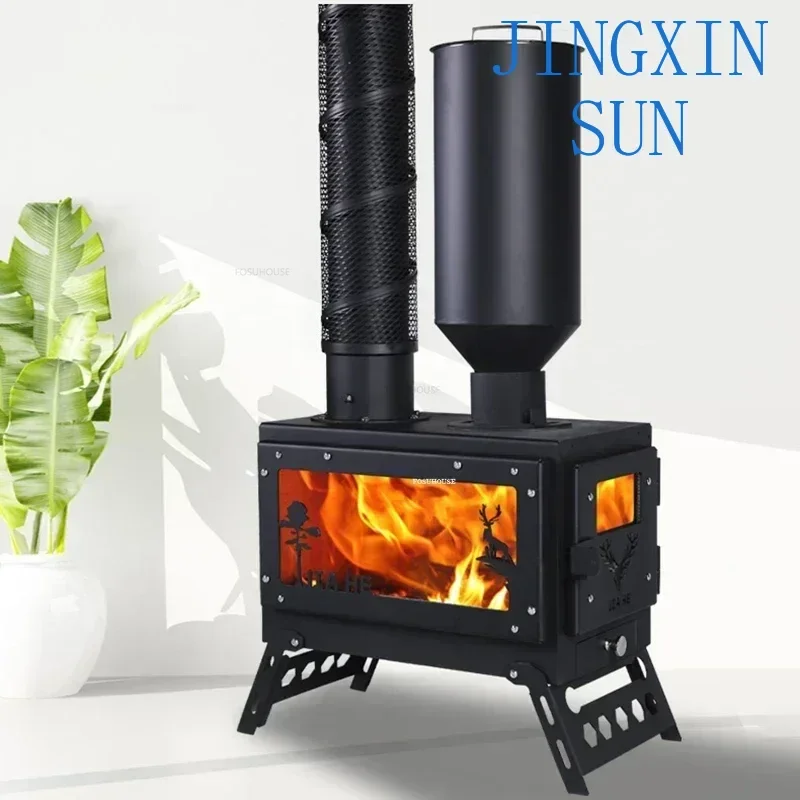 Outdoor Real Fire Heating Fireplace European Decorative Fireplaces with Chimney Steel Home Rural Indoor Pellets Stove Wood Stove