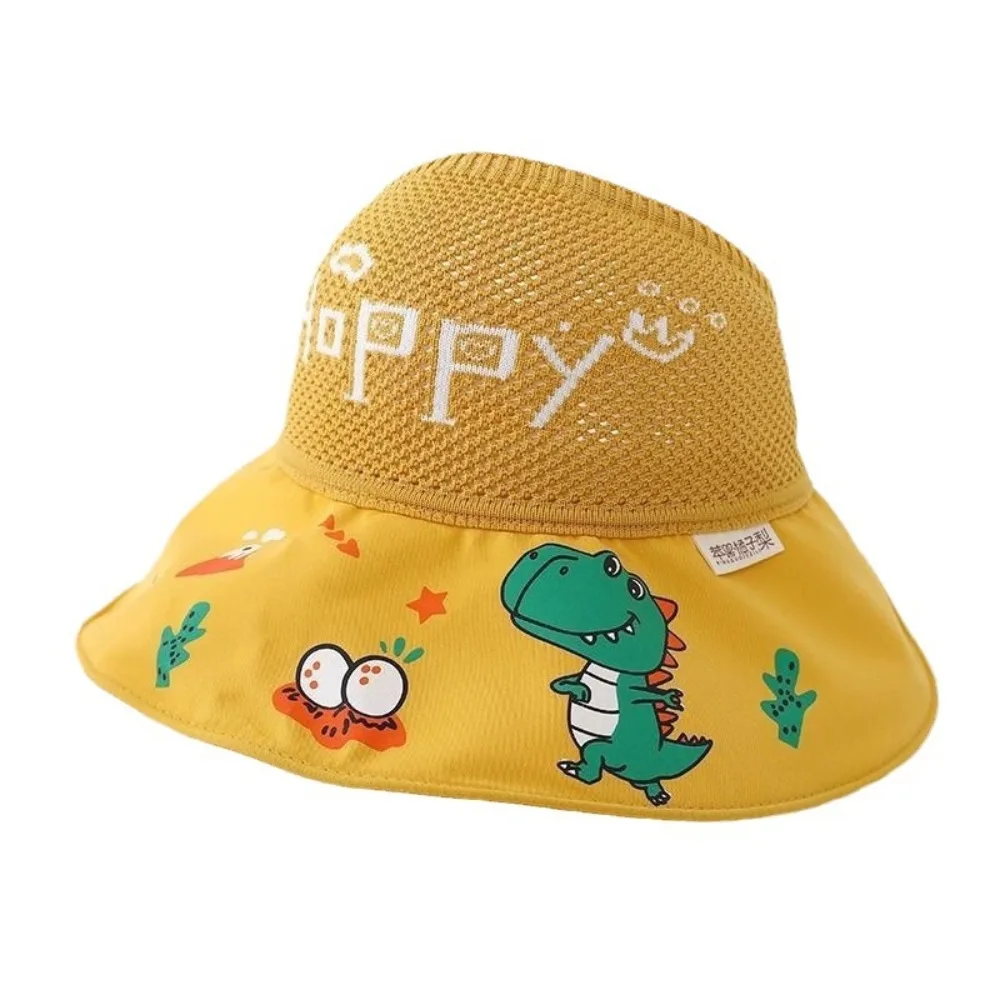 

Lovely Anti UV Protection Children Sun Hat Empty Top Wide Brim Summer Baby Sunhat Dinosaur Breathable Kids Beach Cap Summer