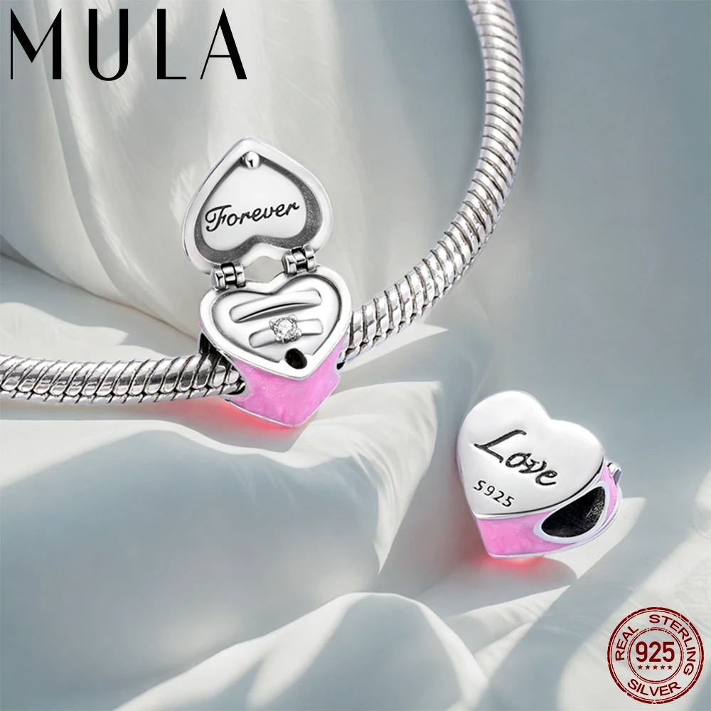 Mula 925 prata esterlina anel de casamento caixa corda charme pingente para pulseiras diy feminino alta qualidade personalizado jóias finas