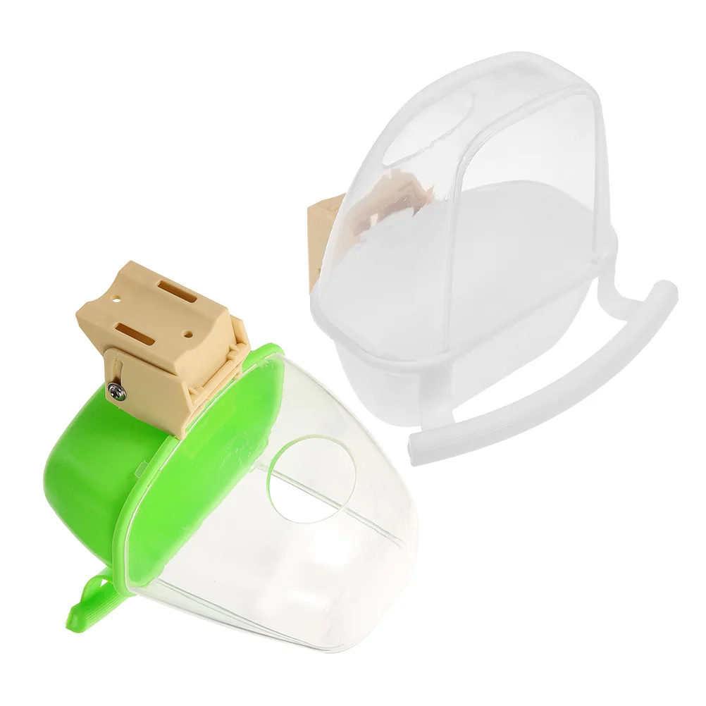 

2 Pcs Bird Food Cup Cage Cups for Cages Bowls Feeder Feeders Abs Container Accessory Hanging Feeding