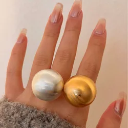 Vintage Chunky Metal Brushed Matte Round Ball Large Rings for Women Men Irregular Geometric Fashion Trend Jewelry Gifts