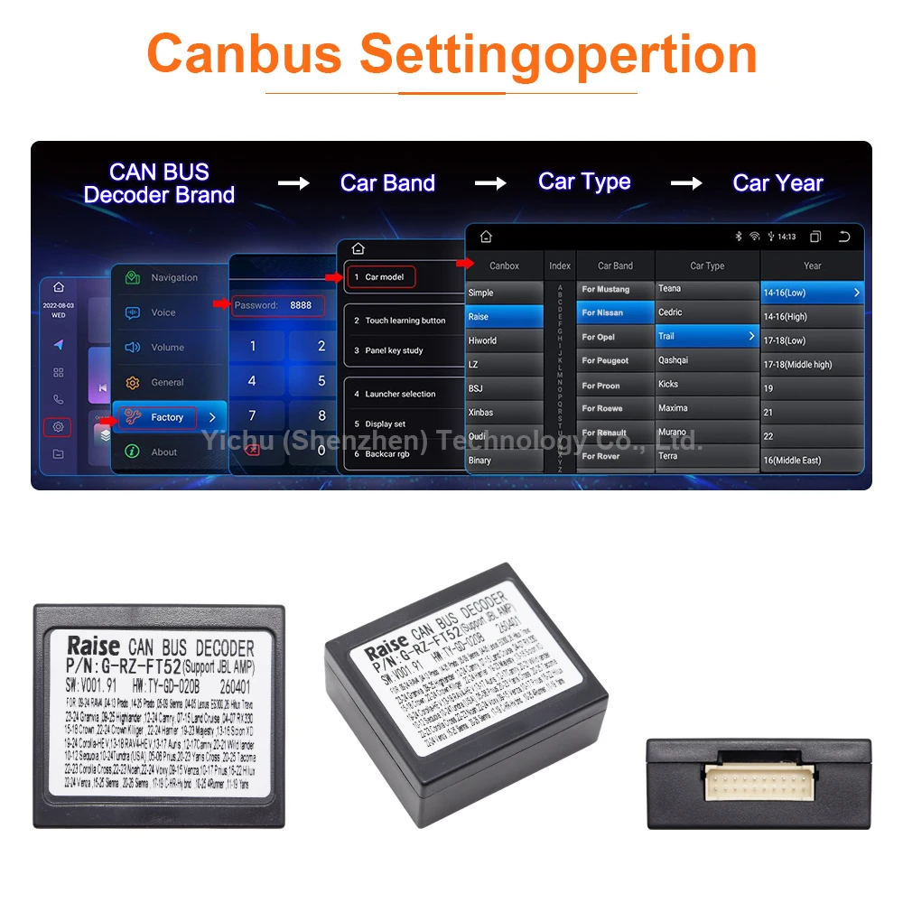 Car Radio Raise Canbus Decoder G-RZ-FT52 Android Head Unit