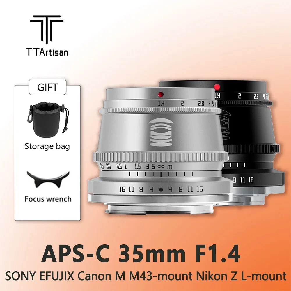 TTArtisan 35 مللي متر F1.4 APS-C Prime عدسة لسوني E Mount Fujifilm XF Canon M Leica L Nikon Z باناسونيك أوليمبوس M43 عدسة الكاميرا
