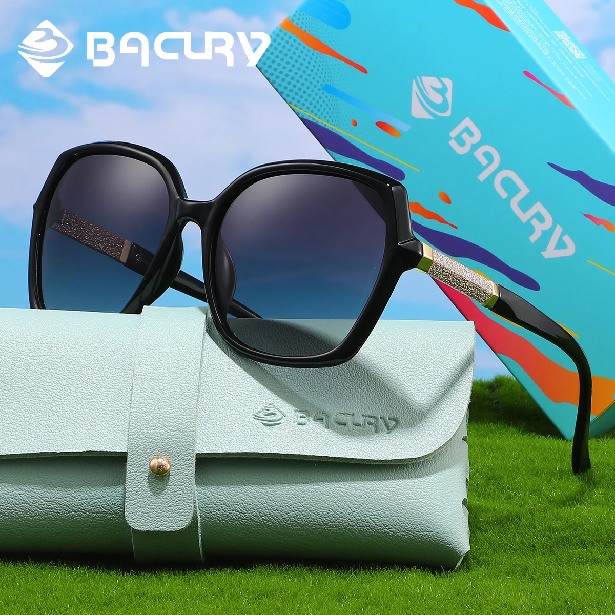 BACURY 1PCS Fashionable Trendy Women Polarized Sunglasses Large Frame Comfortable Wearing Walking Traveling Driving Men Glasses