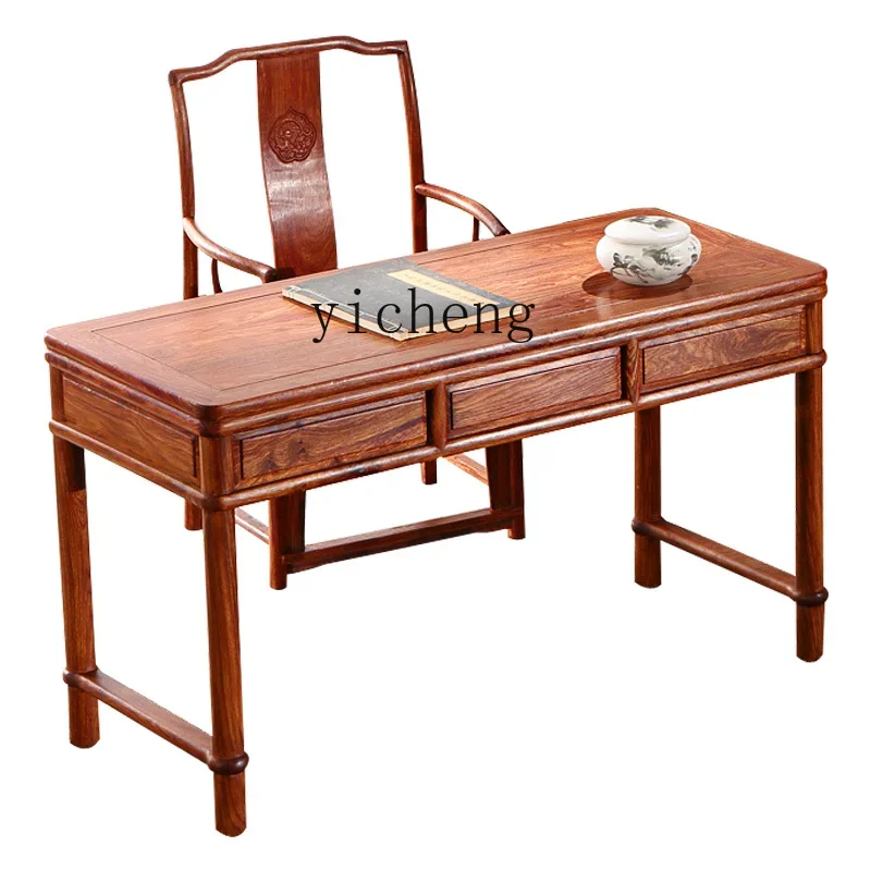 Zk New Chinese Style Pterocarpus Erinaceus Poir. Rosewood Student Computer Desk with Drawer Ming Style Rosewood