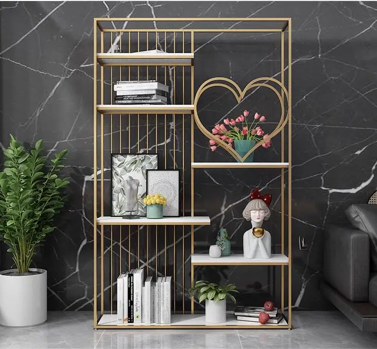 Iron shelving Floor-to-ceiling bookshelf Living room partition creative art metal shelf