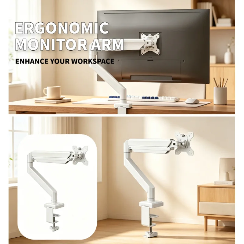 Heavy Duty Single Monitor Arm Adjustable Universal Desk Mount Fits Up to 32 Inch 19.8 Lbs Ergonomic Gaming Display