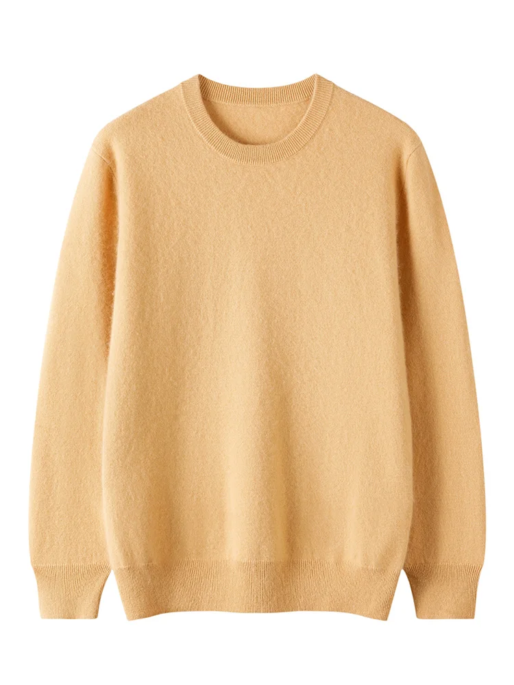 New Men's Cashmere Pullover O-neck Basic Sweater Autumn Winter Long Sleeve Smart Casual 100% Cashmere Knitwear Jumpers Soft Tops