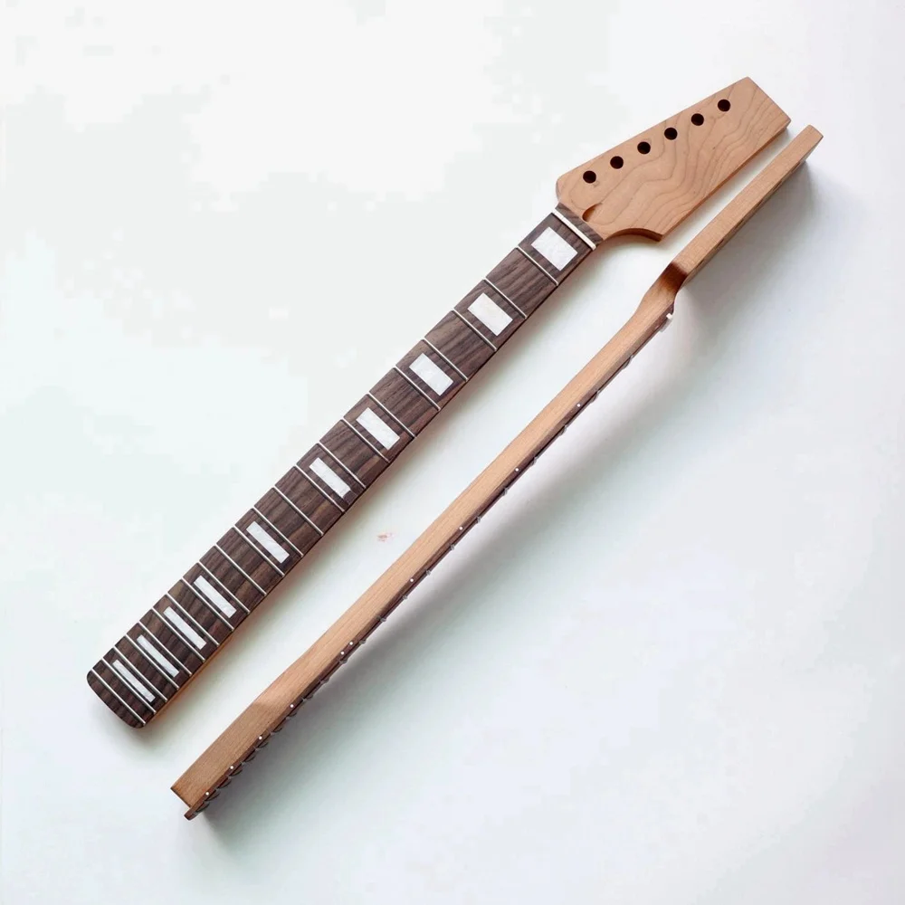 Oar head shape ST electric guitar neck 22 stainless steel frets roasted maple pearl inlay no paint DIY