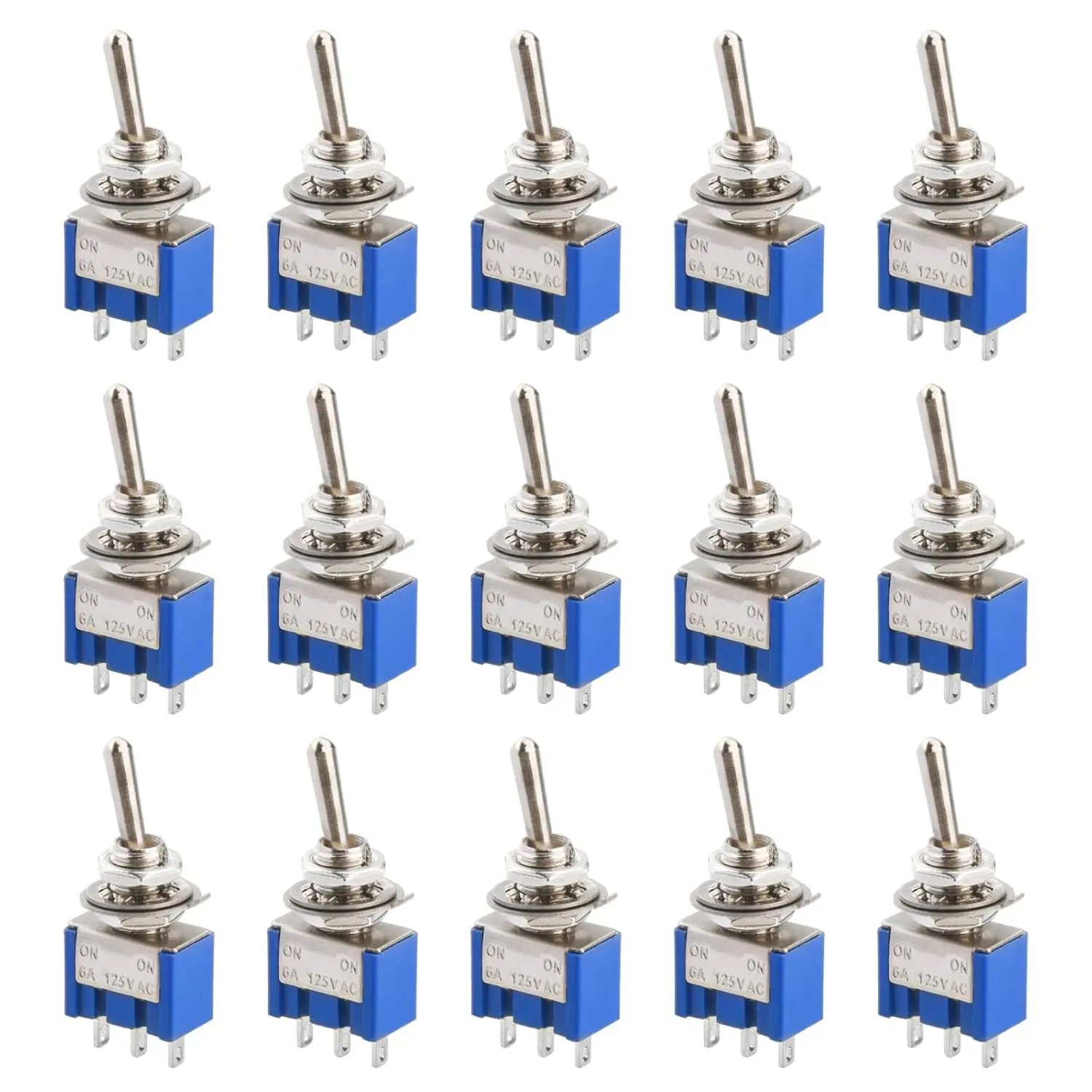 10pcs SPDT Mini Toggle Switch 3-Pin 2 Position ON/ON Miniature Toggle Switch 6A 125V AC Toggle Switch MTS-102