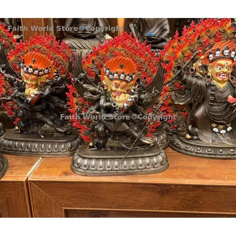 Buddhist supplies 33cm large Tibet Buddha statue Vajra phurpa Vajrakila Yamantaka buddha  Dharma bronze figure of the Buddha
