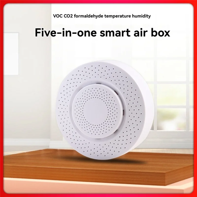 ABKN-Tuya WIFI Monitor de calidad del aire 5 en 1 formaldehído VOC CO2 Detector de temperatura y humedad Sensor compatible con Control remoto