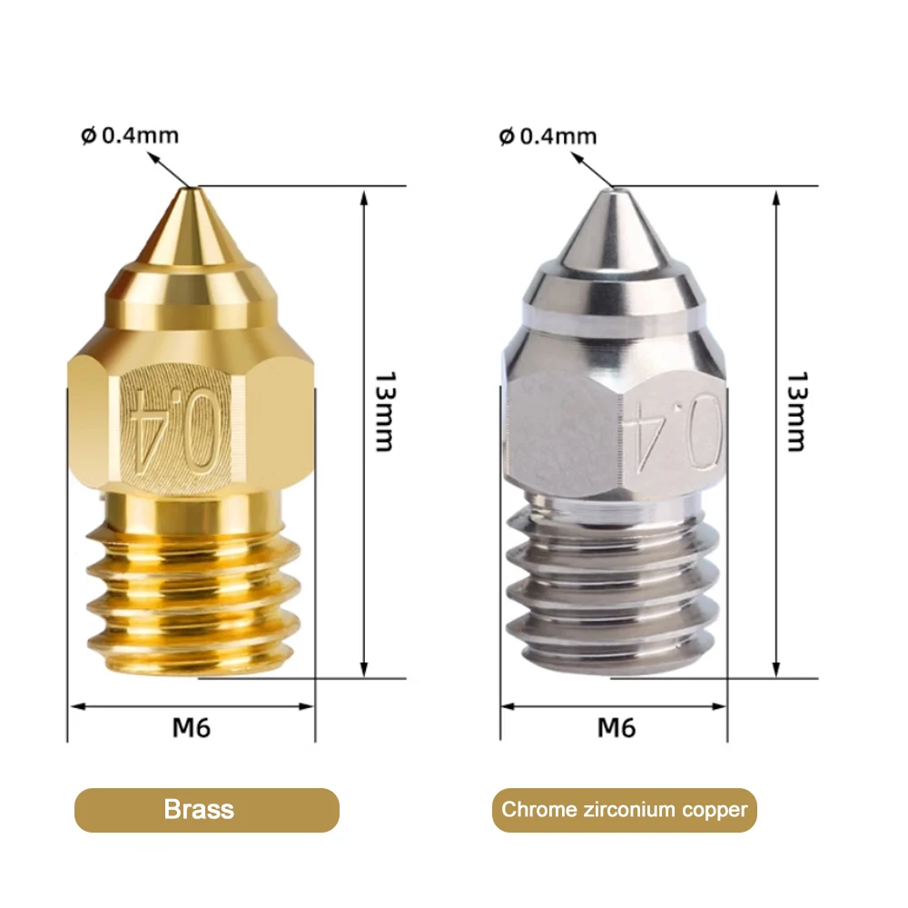 2PCS MK-HF MK8 Brass Copper Alloy Nozzles for Ender 3/V2/Pro/Max/Ender 3 S1/Pro/Plus/Neo Series/Ender 5/Ender 6/CR-6/CR-10