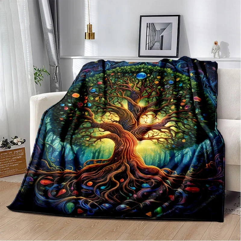 

3D Print Tree of Life Blanket Color Soft Plush flannel Throw for Living Room Bedroom Bed Sofa Picnic Travel