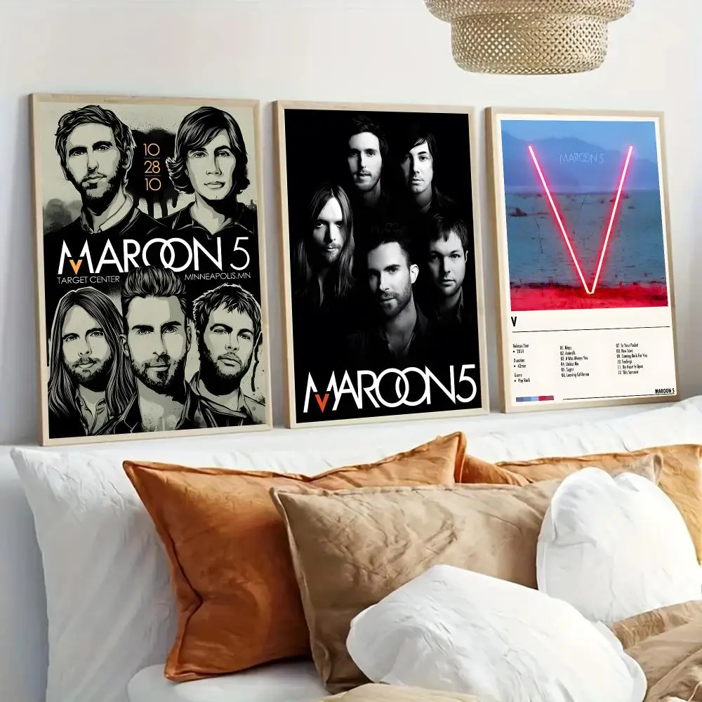M-Maroon 5 Band Poster Modern Home Living Bedroom Bar Hallway Waterproof Wall Art Aesthetic Decor