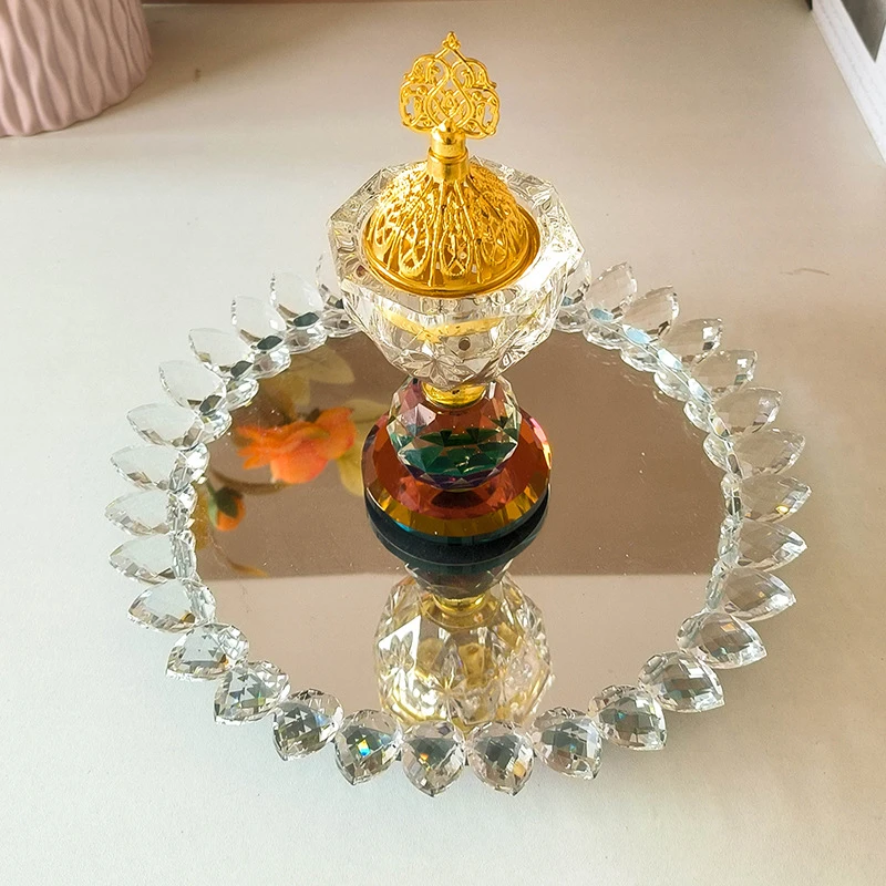 مبخرة كريستالية 5 في 1 في المملكة العربية السعودية مع مشبك بخور طبق فاكهة زجاجي عالي الجودة لزينة ديكور المنزل #4