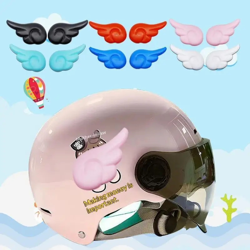 2pcs Removable Helmet Decoration Lovely Angel Wings Stickers Easy To Install Motorcycle Motorbike Cycling Supplies
