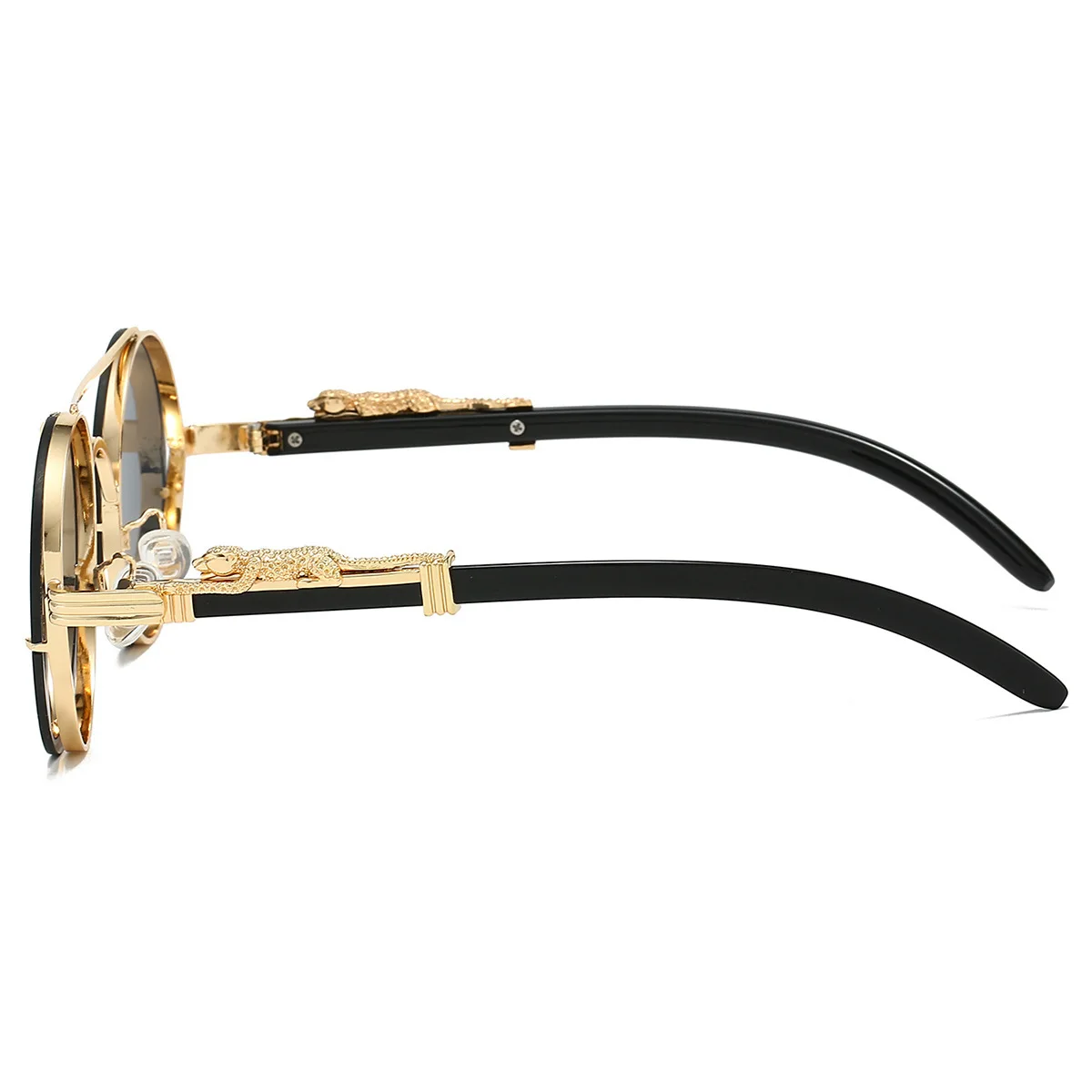 Neue Vintage Runde Sonnenbrille Für Männer Frauen Doppel Balken Leopard Kopf Modische Trendy Hohe Qualität UV Beständig Fahren Glasse – Detail 3