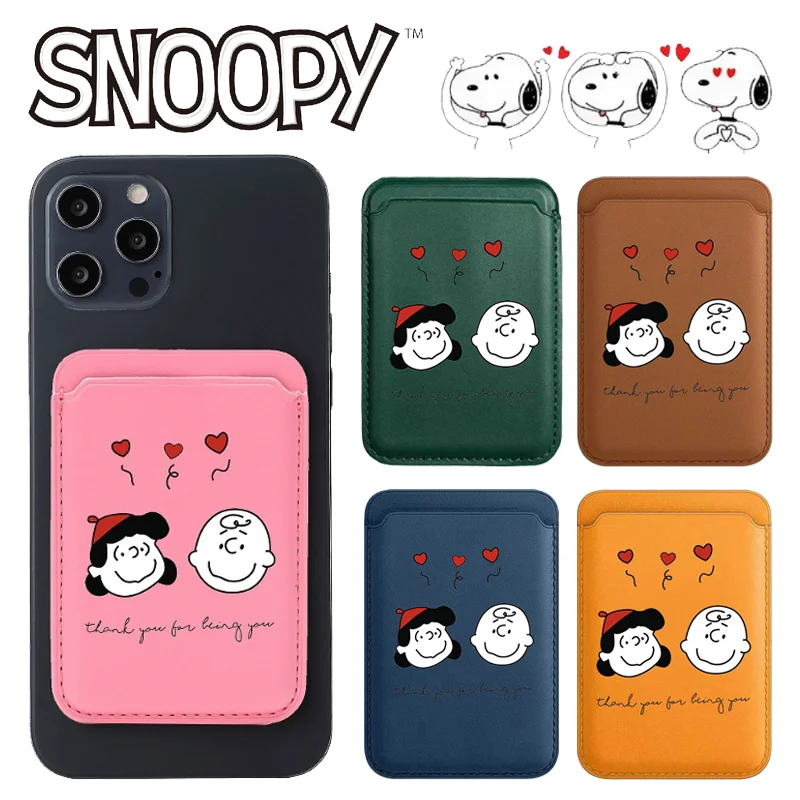 

Kawaii Snoopy Magsafe Magnetic Leather Wallet Case for IPhone 15 13 12 11 14 Pro Max Card Holder Phone Bag Accessories Gifts