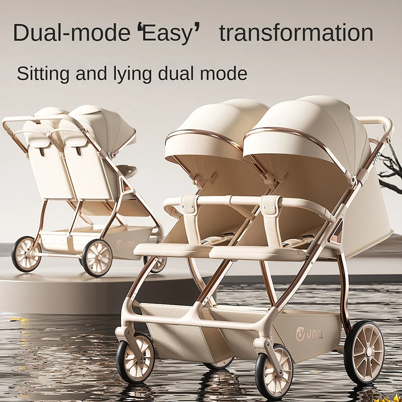 

Двойная коляска для новорожденных, легкая, складная, для двойни, с функцией наклона и сидения, многофункциональная, на четырех колесах, с амортизацией