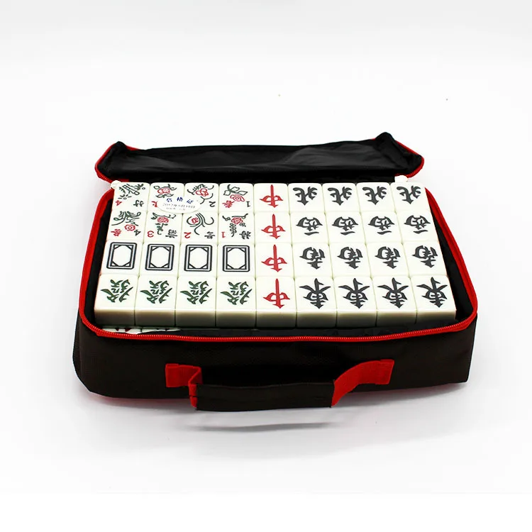 Travel Mahjong Set Mahjong Game with Carrying Travel Case Mini Chinese Mahjong for Family Game Travel Party