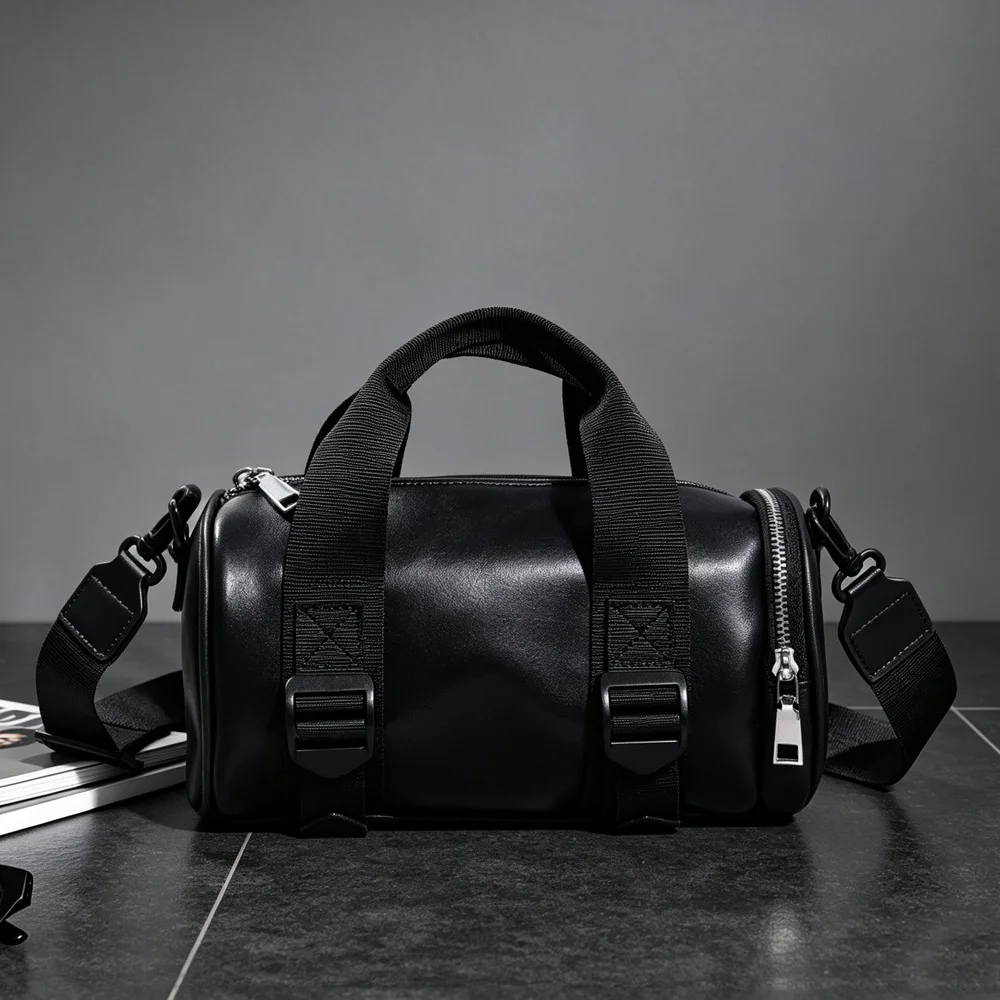 Neue Modische Umhängetasche für Männer Luxuriöse Leder-Schultertaschen für Männer und Frauen Bowling-Umhängetaschen Unisex Fassförmige Sling-Handtaschen – Detail 6