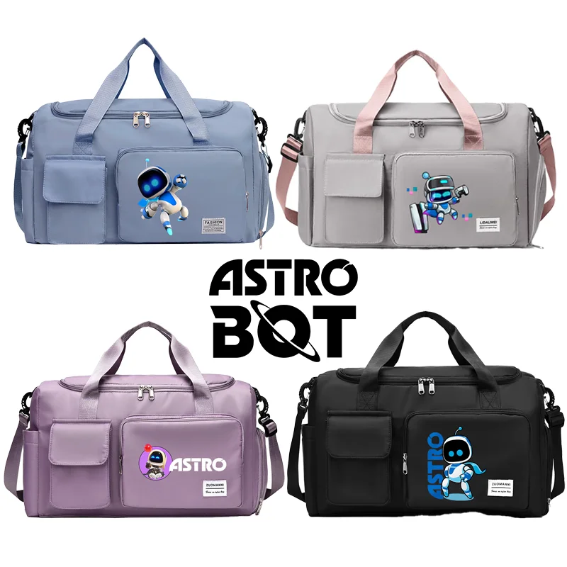 Astro Bot Carry On Travel Bag Large Capacity Weekender Overnight Duffle Bags with Shoe Compartment Sports Fitness Bags for Women