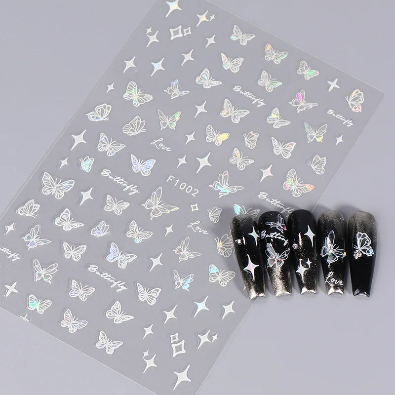 Adesivos de borboleta 3d para unhas, autoadesivos, fáceis de usar e versáteis, acessórios para arte em unhas de longa duração, 1 peça