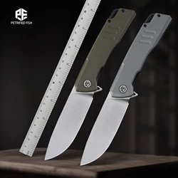 Cuchillo de bolsillo PFB02 de pez petrificado, D2, mango de acero G10, cuchillo plegable, supervivencia al aire libre, Bushcraft, corte, Camping, herramientas de mano EDC