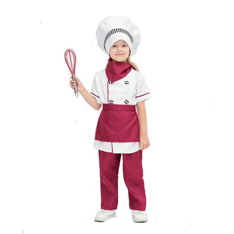 2025 New Arrival Child Cook Uniform Halloween Dress Up Fresh Chef Costume for Girls