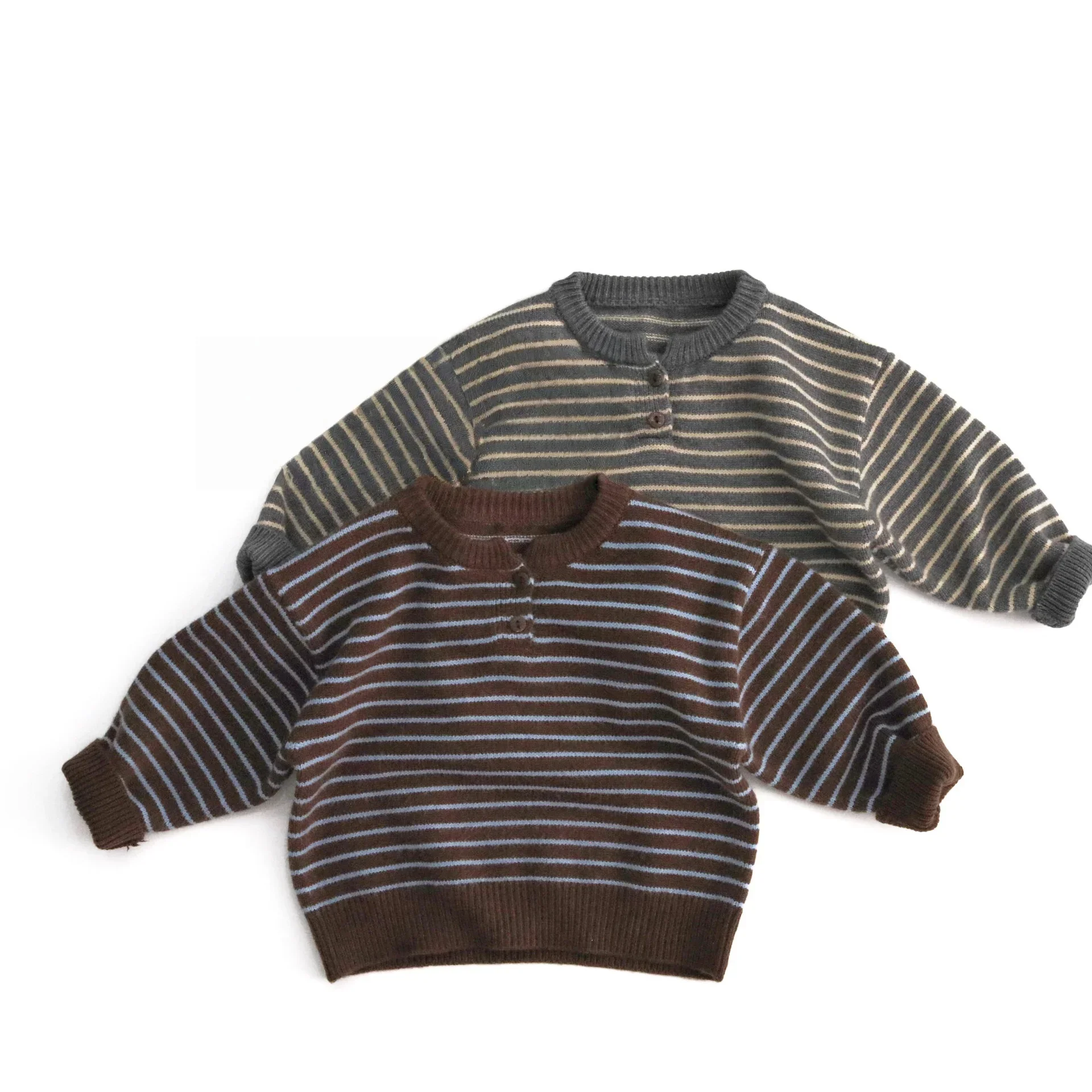 

1-6Y Toddler Boys Striped Knit Sweater Long Sleeve Autumn Winter New Fashion Soft Children Clothing