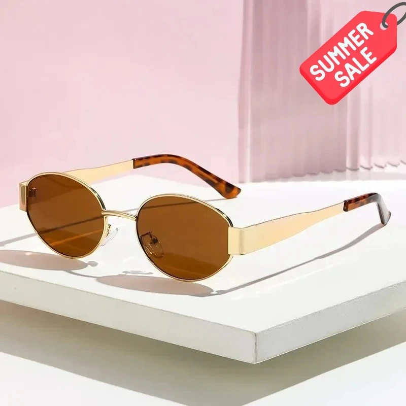 

Luxury Metal Sunglasses for Men and Women Unisex Designer Fashion Sun Glasses Oval Unisex Stylish Eyewear Shades UV400