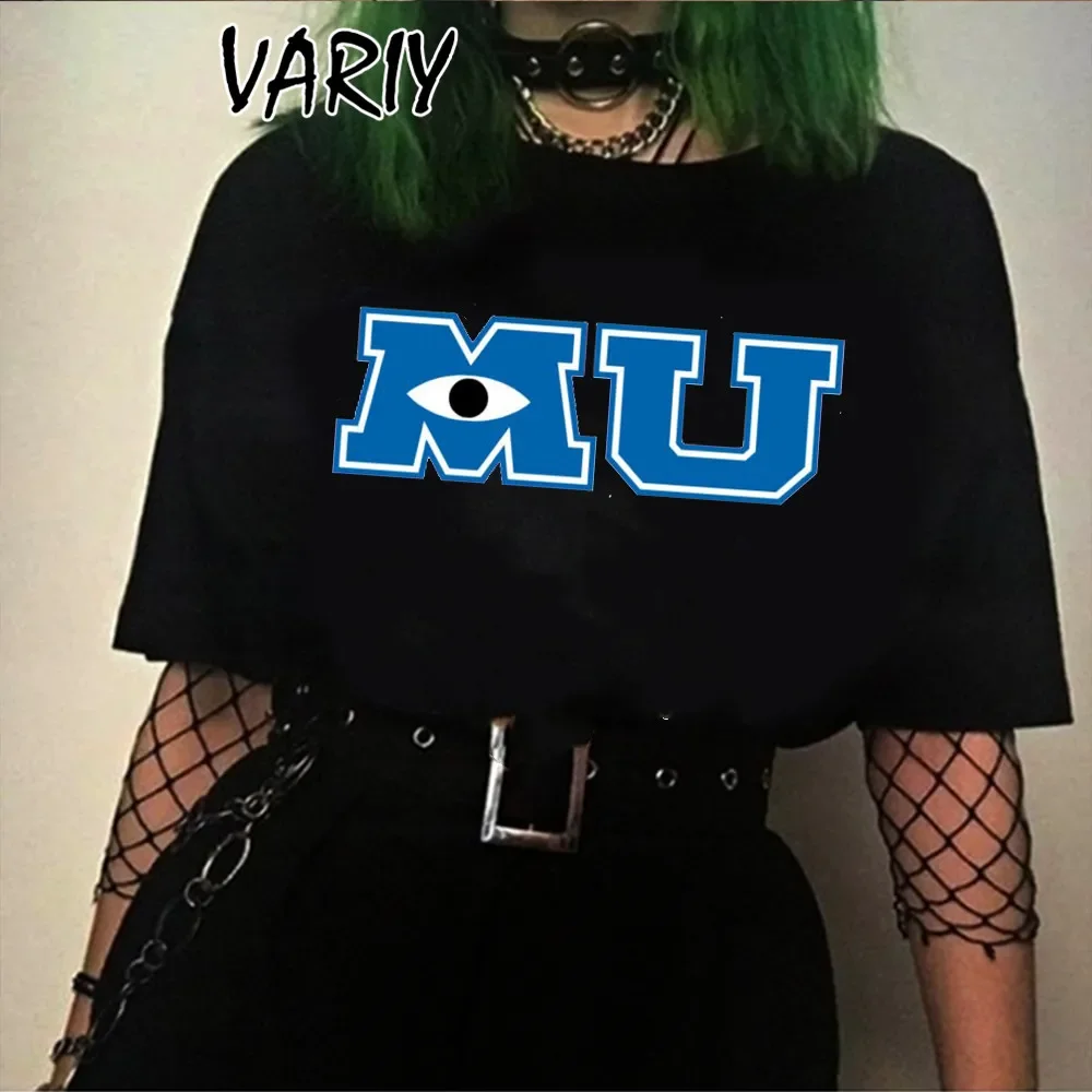 Monsters University Printed T Shirts Ulzzang Cute Oversized Tshirt Women Short Sleeve Crewneck Tshirt Summer Top Couple Clothes