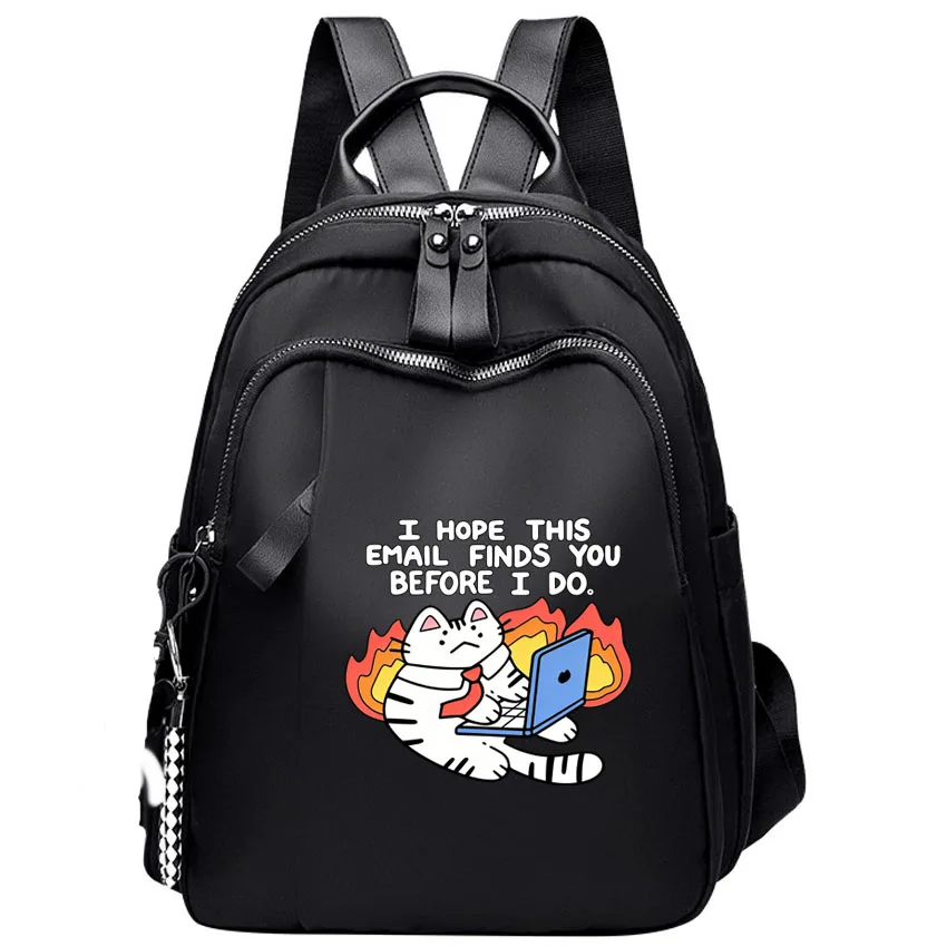 

Female Travel backpack double-shoulder bag fashionable Girl schoolbag Fun Cute Angry Cat Print women's multi-purpose bag