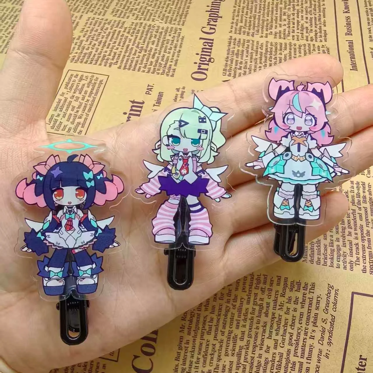 3pcs Game Zenless Zone Zero Angels of Delusion Acrylic Hair Clips Nangong Sunna Aria Hairpin Sweet Lolita Hair Accessories Gift