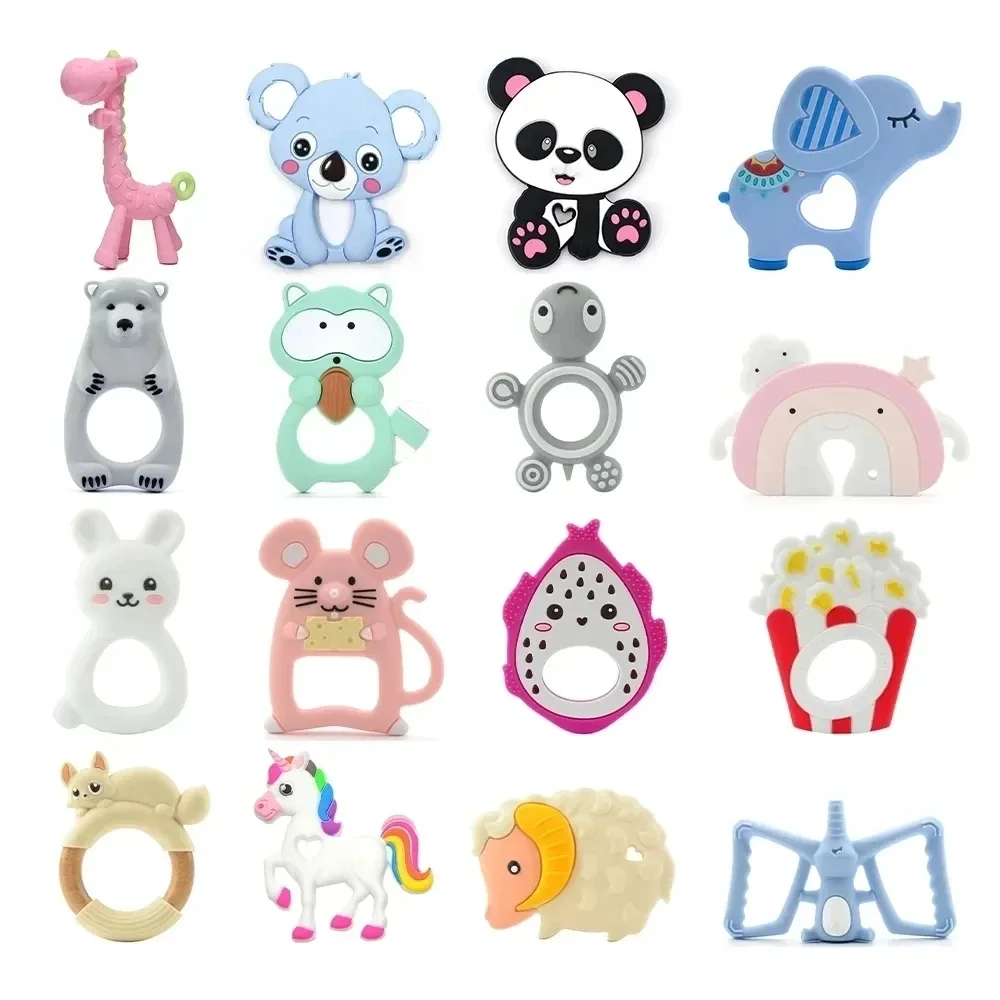 

1PC Aniaml Silicone Teether Toys Necklace Accessories Infant Chew Silicone Beads Panda Unicorn Koala DIY Baby Teething BPA Free