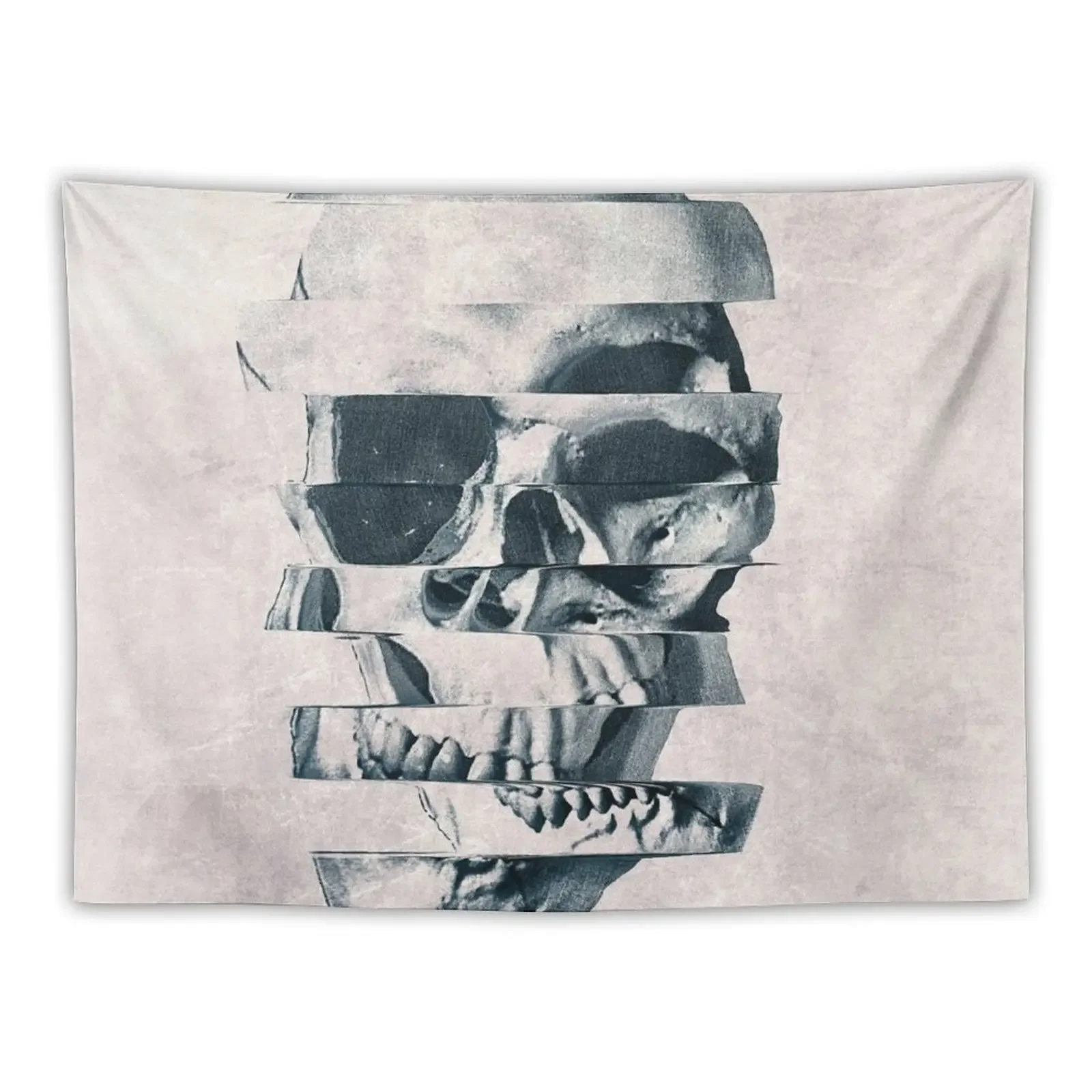 Glitch Skull Mono Tapestry Japanese Room Decor Custom Cute Room Decor Korean Room Decor Tapestry