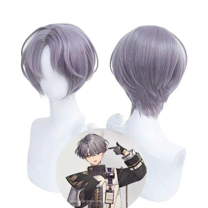 Anime Game Reverse 1999 X Cos Wig 30CM Gray Purple Short Hair Heat-resistant Synthetic Hair Halloween Party Cosplay Wigs+wig Cap