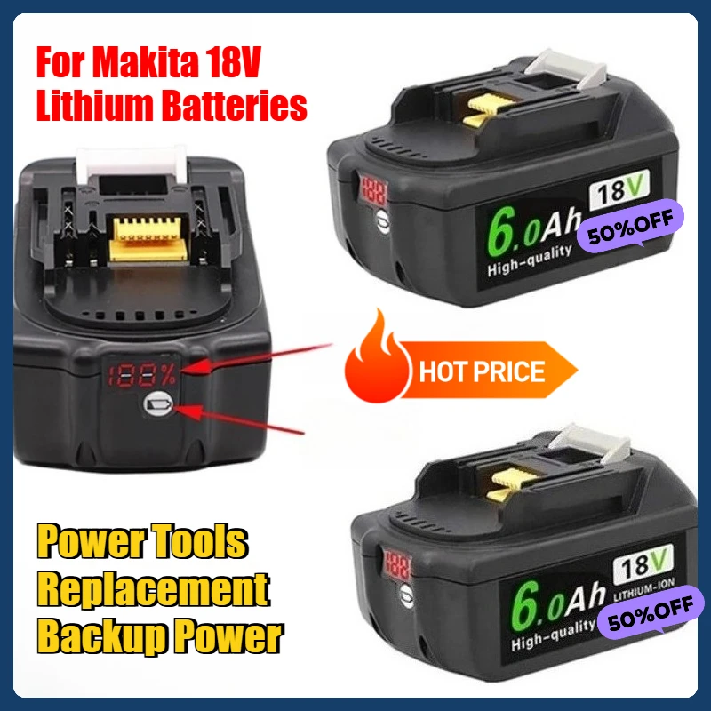 

For Makita 18V Lithium Batteries for Power Tools Replacement Backup Power for Makita Hardware Power Tools
