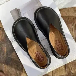 Normal Leather Casual Black Flats Ladies Footwear Flat Round Toe Women's Shoes Moccasins Slip on Quick Delivery Y2k High Quality