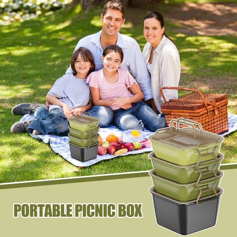 

Snack Box Container Convenient Food Snack Box Stackable Portable With Handle Multifunctional Versatile Tray For Party Travel