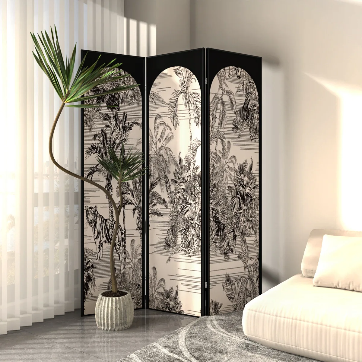 

French screen partition living room foldable mobile room