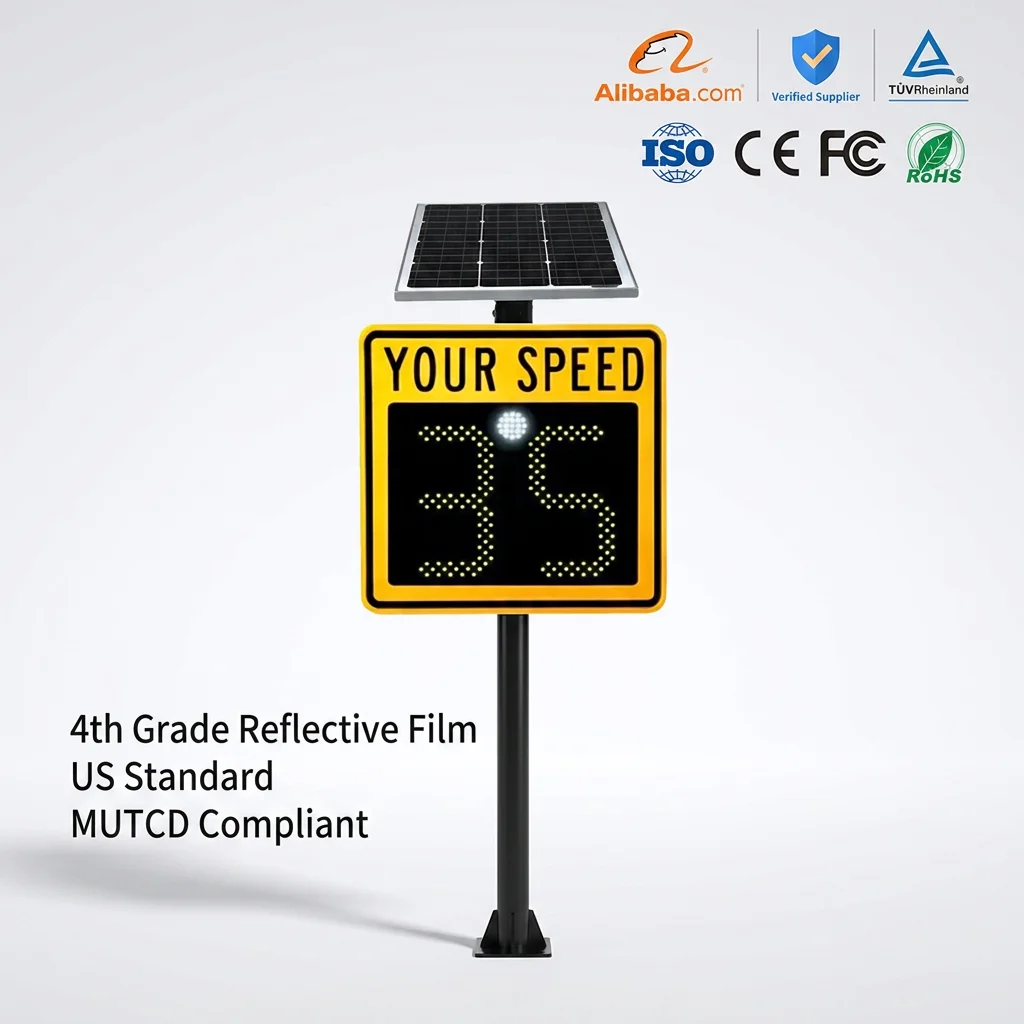 Customisable Radar Detector Car Speed Laser Solar Limit Sign Led Display Portable Speed Radar Sensor Speed Detection