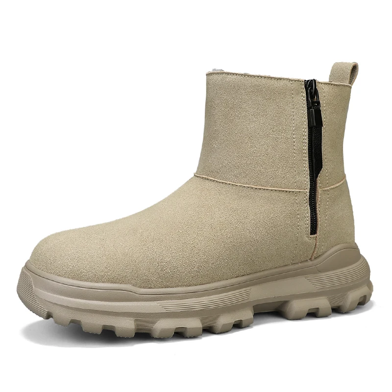 

Winter Minimalist-Style Snow Boots with Zipper, Faux Fur Lining, Cow Nubuck Upper, Non-Slip Sole, Inner Height Adjustment, Windp