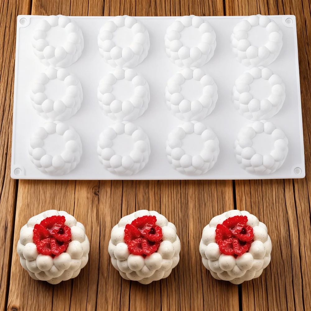 12 Cavity Bubble Cloud Shaped Silicone Mold for Mousse Cake Chocolate Pudding Desserts French Pastry Baking Mold