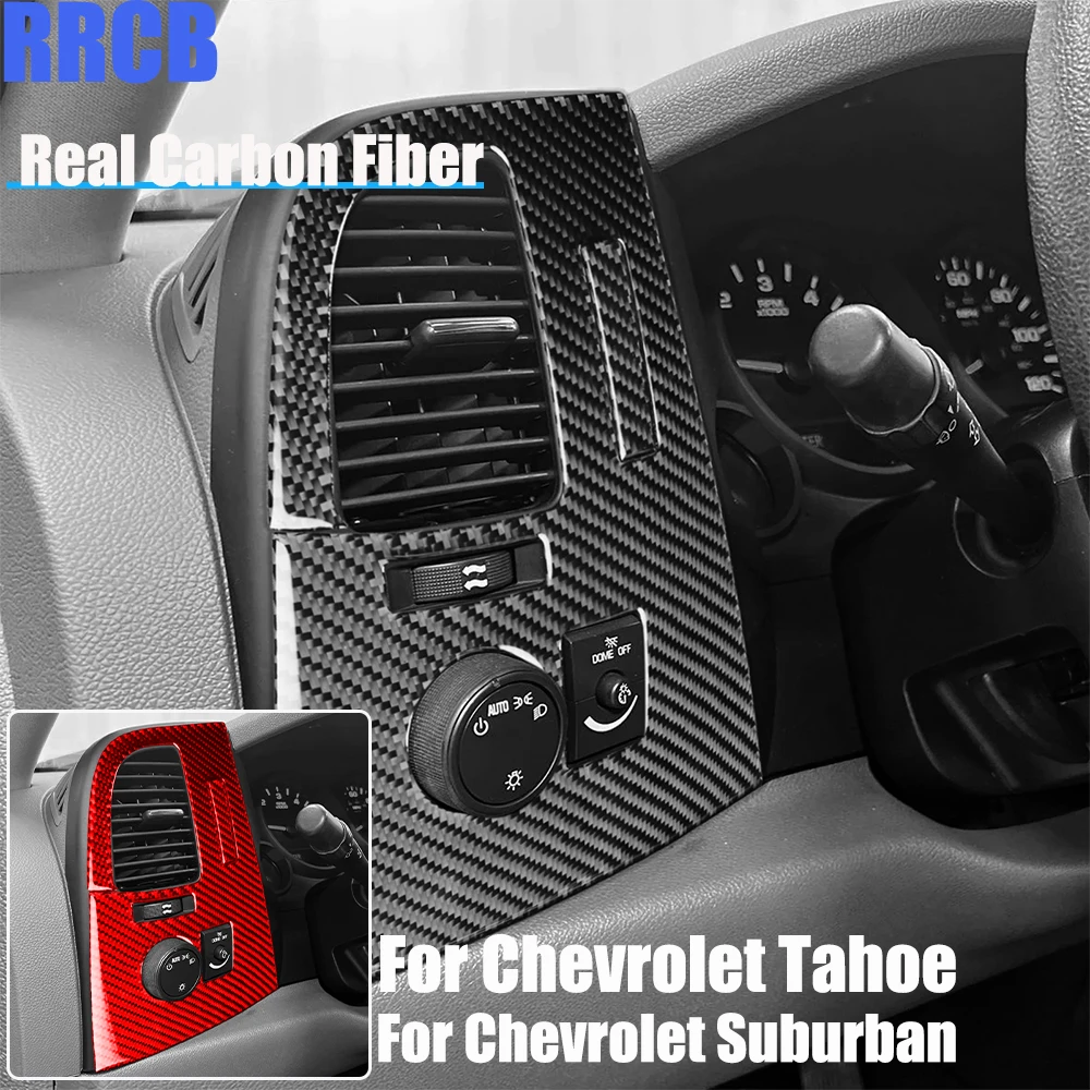 

Real Carbon Fiber Car Accessories Driver Dashboard Vent Decorative Soft Cover Sticker For Chevrolet Tahoe/Suburban 2007-2014