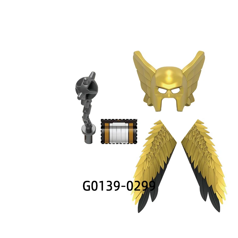 Armes pantalons pièces de cheveux figurines d'action ailes de chien marteau modèle blocs MOC briques ensemble cadeaux jouets G0139